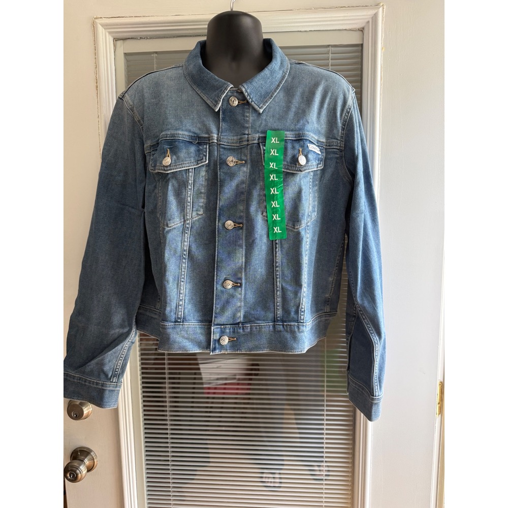 Calvin Klein Classic Trucker Jacket Womens XL Blue Denim NWT Medium Wash